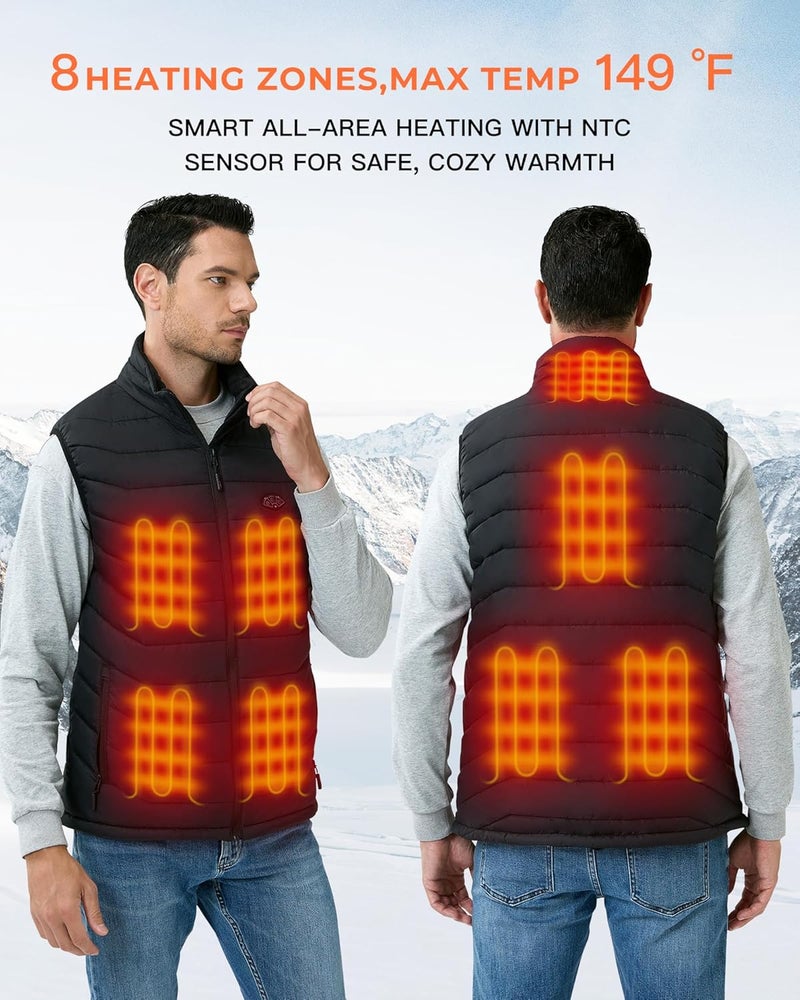 Topdot Store Heated Vest for Men with 7.4V 16000mAh Battery Pack Included, 8 Heating Zones Lightweight Warm Men's Heated Vest - Image 3